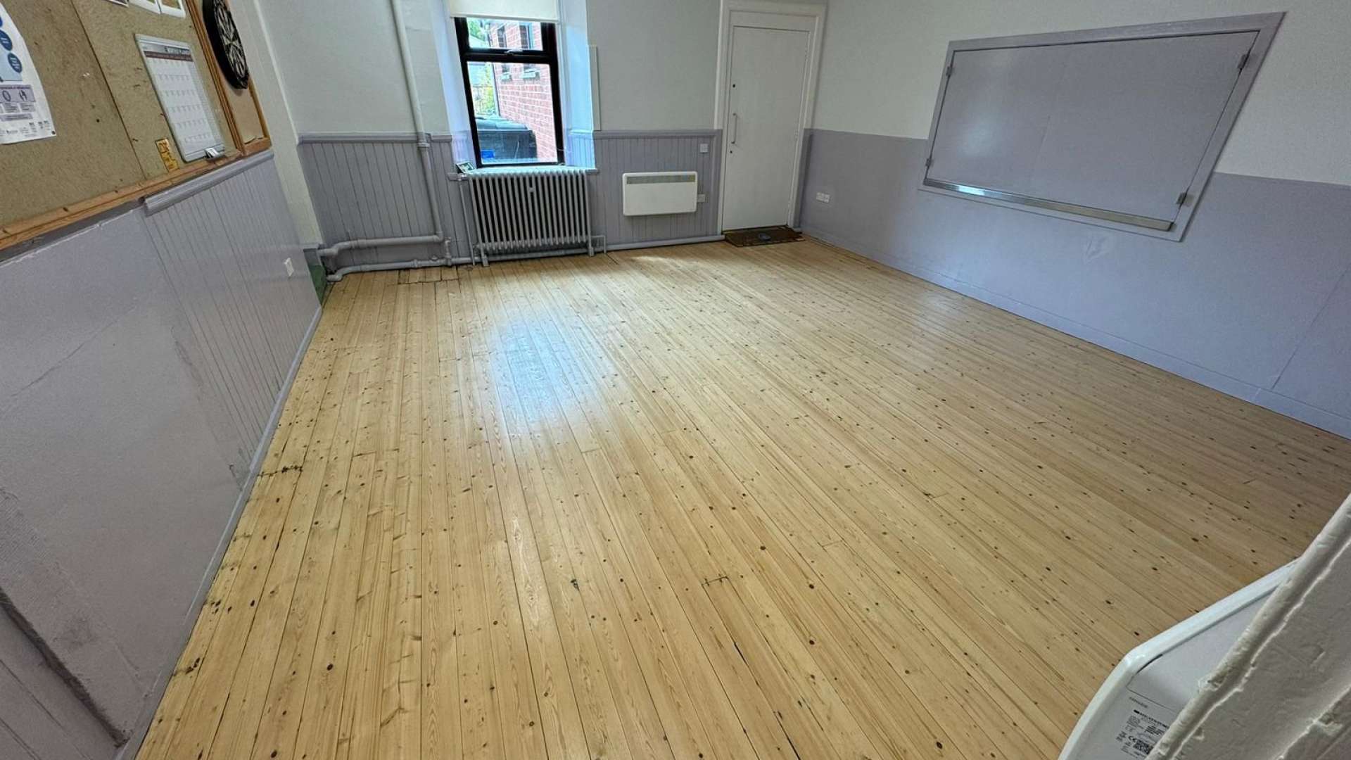 Eaglesfield village hall, just over the border in Scotland very close to the M74 was a repeat customer, back room pine floor refinishing. 